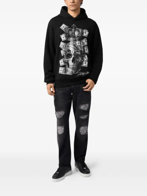 Philipp Plein hoodie Dollar Skull stones