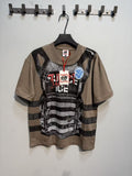 ASAALL Striped Panel Graphic Short-Sleeve T-Shirt