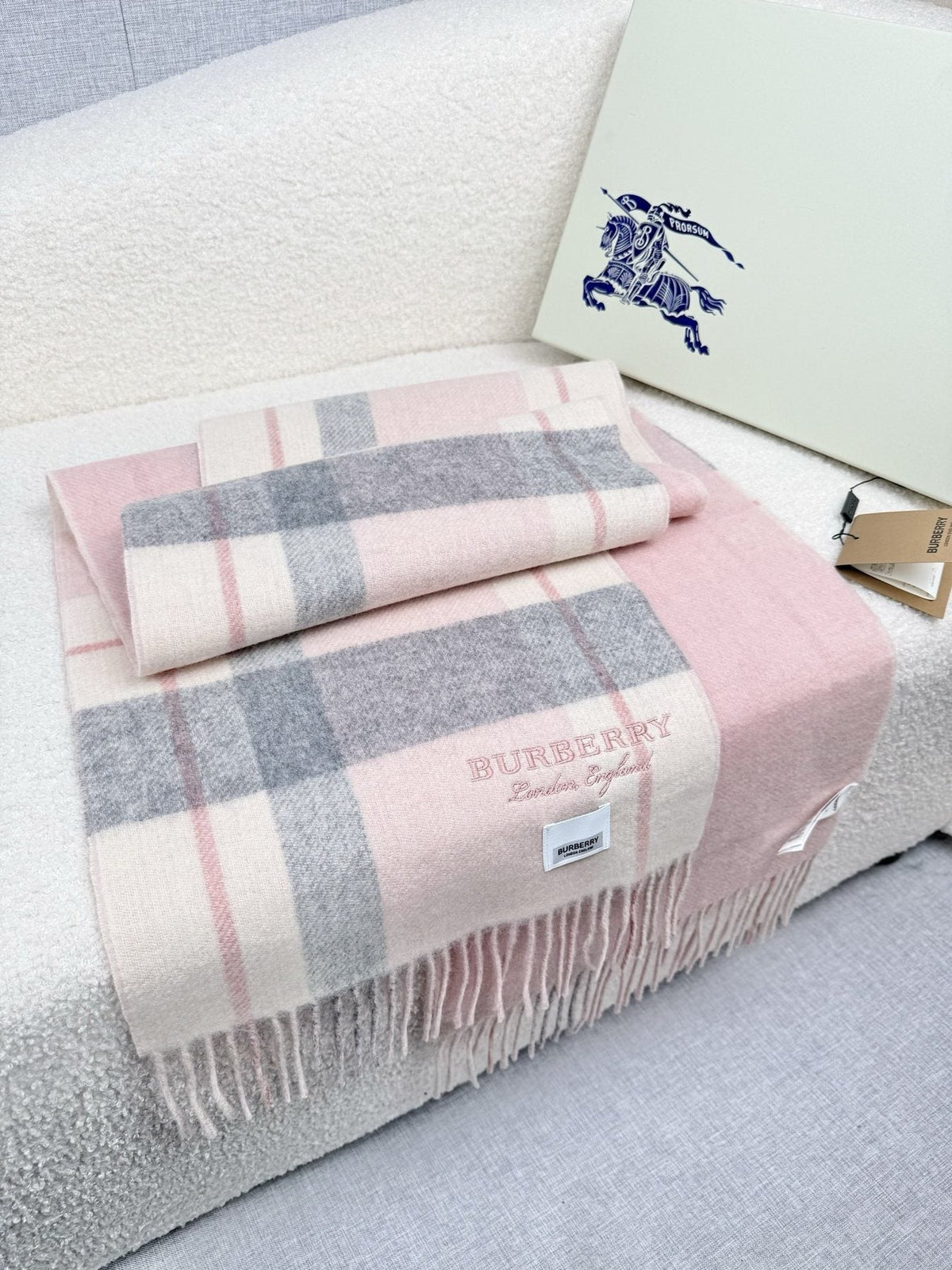 Burberry Double-Sided Plaid Fringe Scarf