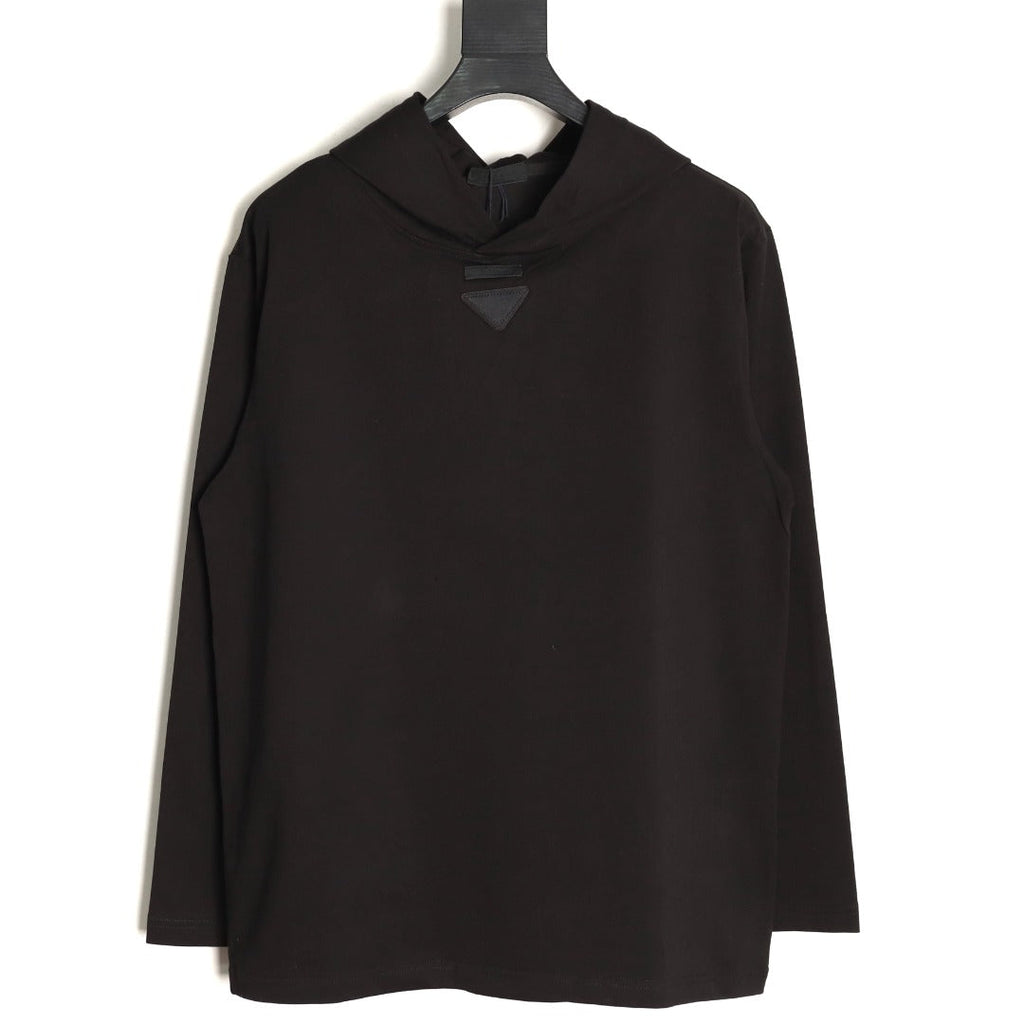 Prada PRD Neck-Label Relaxed Pullover Hoodie - Black